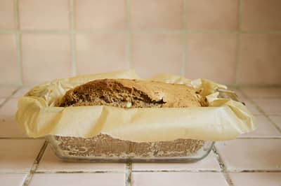 A baking tray lined neatly with parchment paper