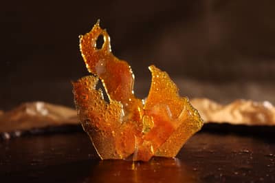 An amber pulled-sugar showpiece sculpture