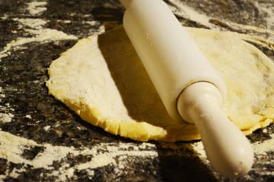 Rich sweet tart dough with a rolling pin