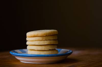 A stack of golden, buttery sable breton biscuits